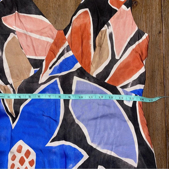 By Anthropologie Painterly Floral Abstract Midi Dress Women’s 10 Blue Babydoll - Picture 3 of 9